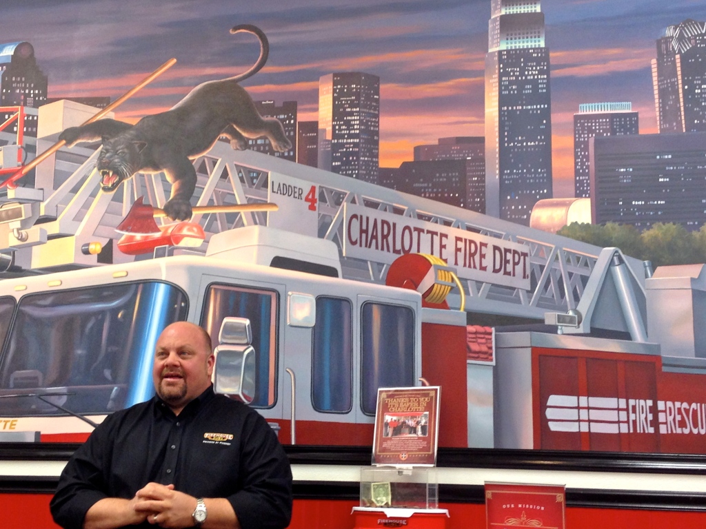 firehouse subs menu robin sorenson owner with uptown charlotte location mural
